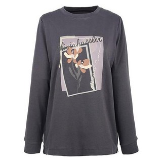 올리비아하슬러 여성용 우븐 배색 플라워 프린팅 티셔츠 OHCSTS204