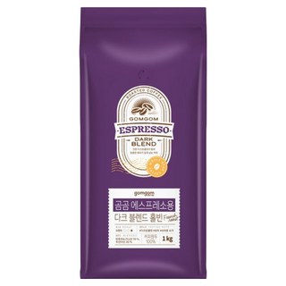 gomgom 濃縮咖啡用配方黑咖啡原豆1kg,咖啡豆(無研磨),口感香醇濃郁,在家也能輕鬆享受專業級咖啡體驗, 1kg, 1包, 咖啡豆(無研磨)