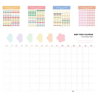 주니 6개월 이유식 식단 캘린더 6종 + 스티커 4종 세트, 혼합색상, 1세트
