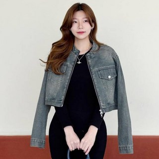 인비비드 여성용 데이오프 크롭 투웨이 지퍼 데님 자켓 H02K6_ik5596