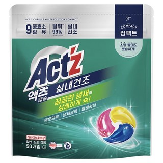액츠 실내건조 컴팩트 캡슐세제, 1개, 50개입