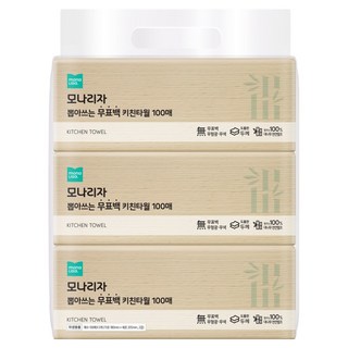 모나리자 뽑아쓰는 무표백 키친타올, 100개입, 3개
