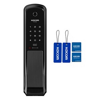 코콤 카드키 지문인식 무타공 푸시풀 스마트 현관문 도어락 모던블랙 KDL-NP760, KDL-NP760(모던블랙), 고객직접설치