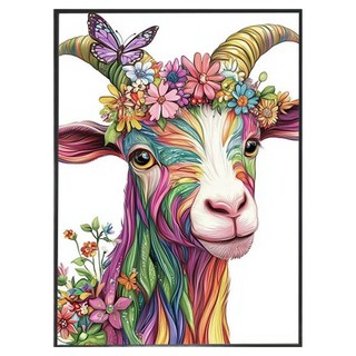 비엠디자인 예쁜 보석십자수 30 x 40 cm, 꽃염소 A타입 풀 스톤, 1개