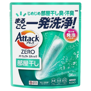 Attack ZERO 極效洗衣霸 室內晾乾 綠, 34顆, 1袋