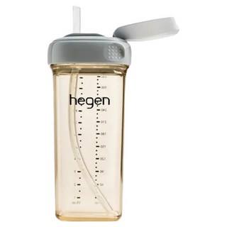 hegen PCTO 輕飲時光PPSU方圓型寬口吸管杯3.0, 霧灰色, 330ml, 1個