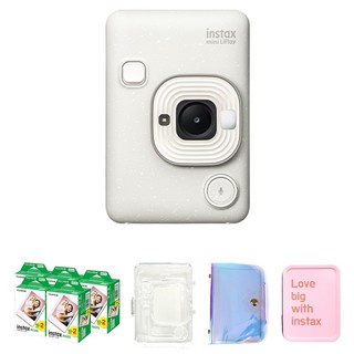 인스탁스 미니 리플레이 즉석카메라 + C타입 케이블 + 미니필름 100p + 투명케이스 + 홀로그램 앨범 랜덤발송 + 틴케이스 랜덤발송 세트, 미스티화이트(즉석카메라), 랜덤발송(앨범, 틴케이스), 1세트