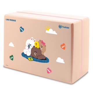 Tumaz 月熊 LINE FRIENDS 50D高密度EVA瑜珈磚, 1個, 慵懶日常 奶茶色