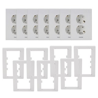 아트2 나노전기 SIMPLE 인테리어 아크릴 배선기구 2구매입 콘센트 7p + 보조대 7p 세트 화이트, 1세트