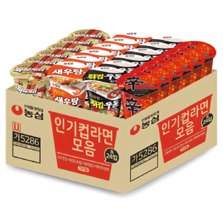 농심 신라면 6개 65g + 새우탕 6개 67g + 튀김우동 6개 62g + 짜파게티범벅 6개 70g, 24개