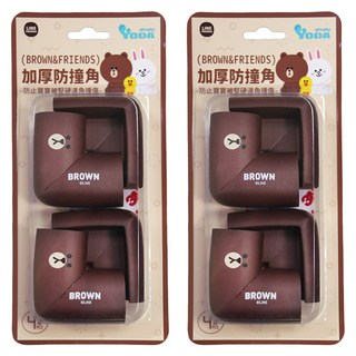 YODA 優的寶貝 LINE FRIENDS 加厚防撞角 (棕色熊大) 四入組, 熊大款, 2組