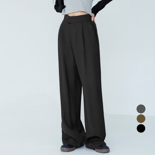 Cotton Closet女款大尺碼隱藏扣式單褶長版寬褲