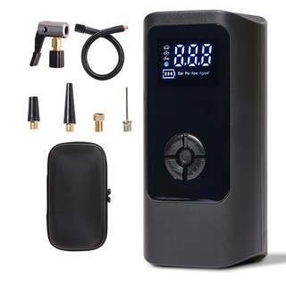 메이튼 휴대용 올인원 에어펌프 6000mAh + 30cm연장선, 1세트, 블랙