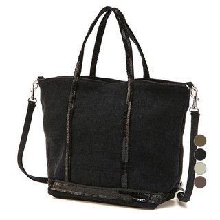 바네사브루노 여성용 스팽글장식 리넨 카바스백 S