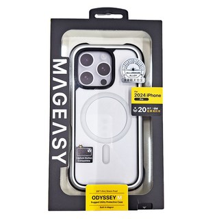 MAGEASY Odyssey M 超軍規防摔手機殼, 適用於2024 iPhone, 三鏡頭小尺寸, iPhone 16 Pro, 金屬銀
