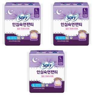 쏘피 안심숙면팬티 입는 생리대, 대형, 5개입, 3개