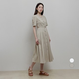 마인드브릿지 여성용 쿠튀르 라운드넥 벨티드 오픈 롱 원피스 MZOP3273