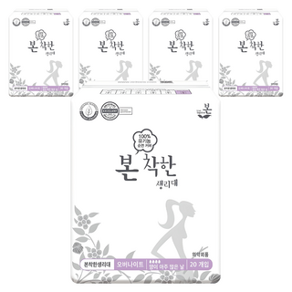 유기농본 착한 생리대 날개형, 오버나이트, 20개입, 5개