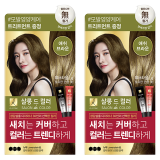 엘라스틴 살롱 드 컬러 앤 새치 염색 크림, 애쉬브라운, 2개