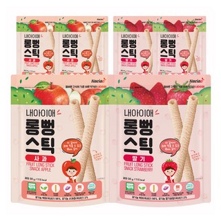 내아이애 유기농 스스로 과일스틱 과자, 사과, 딸기, 180g, 1세트