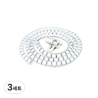 한양MSL 전선 정리 케이블 + 리더기 세트, 3세트, 화이트