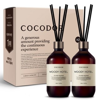 코코도르 프리미엄 디퓨저 선물세트, 우디호텔, 500ml, 2개