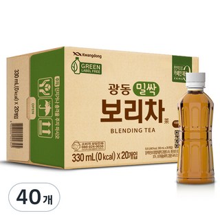광동 밀싹 보리차 그린 무라벨, 330ml, 40개