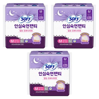 쏘피 안심숙면팬티 입는 생리대, 중형, 5개입, 3개