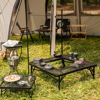 아이두젠 아웃도어 접이식 메쉬 화로대 BBQ 테이블 + 이너테이블 세트, 블랙