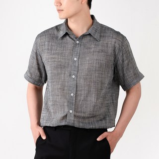 엘엑스티 시원한 남자 통기성 반팔 린넨 셔츠