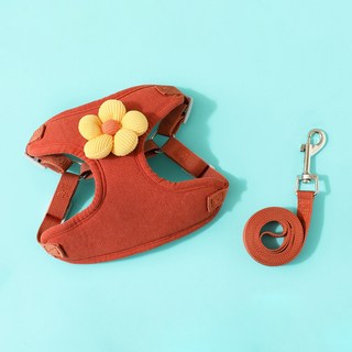 PASTEL PET 寵物大花亮點胸背帶組, 紅色, 1組