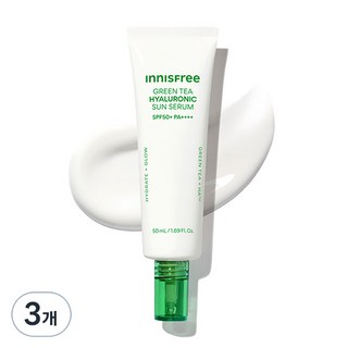 INNISFREE 綠茶玻尿酸鎮靜保濕防曬精華 SPF50+ PA++++, 50ml, 3個