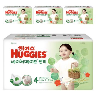 하기스 2024 네이처메이드 팬티형 기저귀 여아용, 4단계, 208매