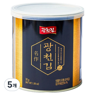 광천김 명작 캔김, 30g, 5개