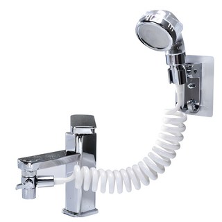 윈프라이스 올인원 세면대 샤워기 4종 세트, 1세트, 실버