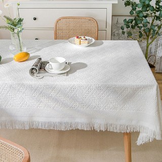 Hoom禾藝生活 編織奶茶桌布 沙發布, 180*260cm, 260 x 180cm, 波西白, 1個