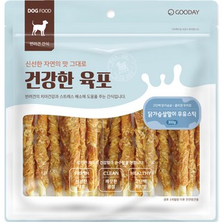 굿데이 건강한육포 강아지 간식, 닭가슴살 + 우유 혼합맛