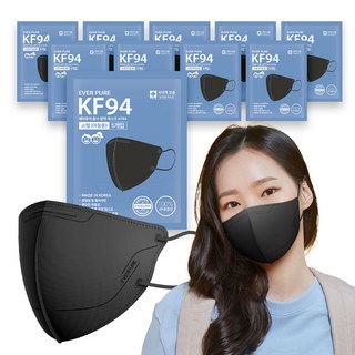리벤스 에버퓨어 황사방역 마스크 소형 KF94, 5개입, 10개, 블랙