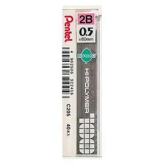 Pentel 飛龍文具 HI-POLYMER 自動鉛筆芯 2B C205-2BT 40支 10盒, 0.5mm, 1組