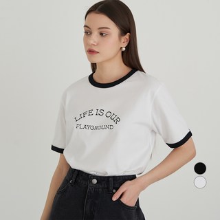 ELLE GIRL 링거 프린트 순면 반팔 티셔츠