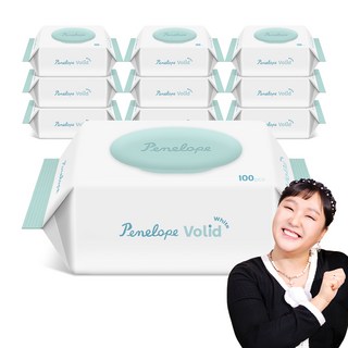 페넬로페 볼리드 화이트 저자극 아기물티슈 캡형, 50g, 100매, 10개