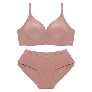 글램공감 심리스 퓨징 이플 노와이어 무봉제 누디 끈 후크형브라 + 삼각팬티 세트
