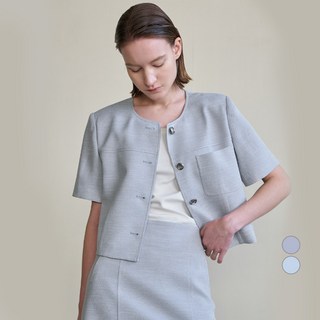 아틀리에나인 여성용 아이린 아웃 포켓 크롭 셋업 반팔 자켓 JK-2944