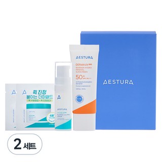 에스트라 더마UV365 장벽수분 무기자차 선크림 SPF50+ PA++++ 40ml + 진정팩 패드 2p + 진정 세럼 5ml 세트, 2세트