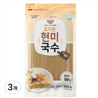 효자원 현미국수 500g, 3개 세트 통밀국수