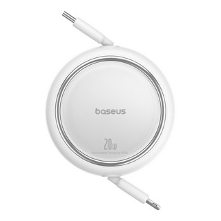 베이스어스 Free2Pull C타입 애플8핀 아이폰 고속 충전 접이식 케이블 20W, 1m, 회이트, 1개