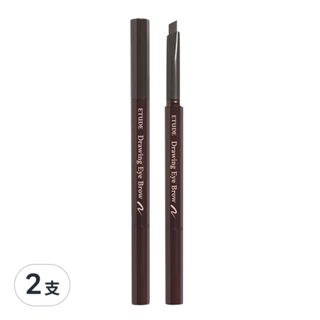 ETUDE 素描高手造型眉筆 0.25g, 02 灰棕色 Gray Brown, 2支