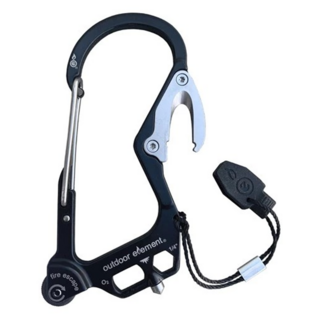 outdoor element Fire Escape 快速點火技術7用扣環型EDC工具，尺寸14.6 x 7.6 x 0.76 cm，重量50g，扣環, 黑色, 1個
