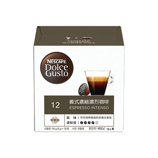 NESCAFE 雀巢咖啡 Dolce Gusto 多趣酷思 義式濃縮濃烈咖啡膠囊, 12顆, 中烘焙, 可可與橡膠皮多層次香氣, 6g, 16顆, 1盒