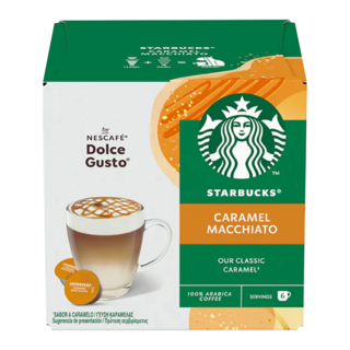 STARBUCKS 星巴克 NESCAFE 雀巢咖啡 Dolce Gusto 多趣酷思 焦糖瑪奇朵咖啡膠囊 咖啡膠囊5.5g 6顆 + 牛奶膠囊15.8g 6顆, 21.3g, 12顆, 1盒